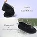 ULTRAIDEAS Women's Comfy Memory Foam Cotton Knit Slippers, Ladies' Plush Terry Lining Loafer Lightweight House Shoes with Indoor Outdoor Anti-Skid Rubber Sole (M /7-8 B(M) US, Black)