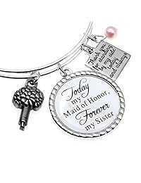 Pulsera ajustable para dama de honor, regalo de dama de honor, regalo para siempre mi hermana, regalo de boda