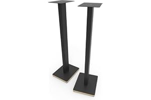 Kanto ST34P 34” Universal Floor Speaker Stands for Bookshelf Speakers up to 13.6 kg | Pair | Black Steel w/Finished Plywood B