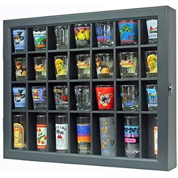 Amazon Com Shot Glass Display Case Shadow Box Cabinet Display