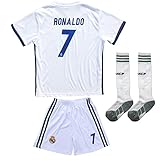 2016/2017 REAL MADRID #7 RONALDO KIDS HOME SOCCER JERSEY & SHORTS YOUTH SIZES (12-13 YEARS)