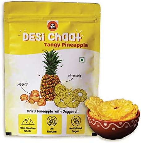 GO DESi Chaat - Tangy Pineapple Pouch, | Fruit Snacks | Dehydrated Fruit |180 g