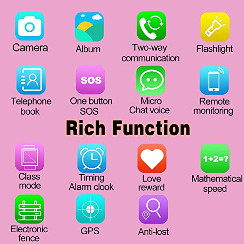 Kids Phone Smart Watch Boys Girls GPS Tracker 2 Way Call Wrist Watch 1.44" HD Touch Camera Games SOS Anti Lost Children Fitness Tracker Alarm Clock Holiday Toy (A-Pink 2019 New)