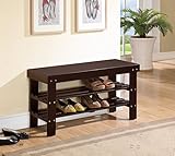 Espresso Finish Solid Wood Storage Shoe Bench Shelf Rack (Lawn &amp; Patio)