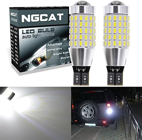 NATGICXenon White T15 T10 W16W 921 915 LED Bulbs 1800LM 6500K 3014SMD 87-EX Chipsets with Lens Projector for Tail Lights, Backup Reverse Lights, Brake Lights, Parking Lamps, 12-24V(Pack of 2)