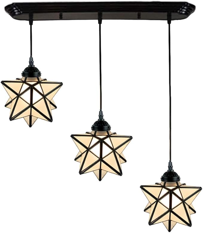 3 Light Pentagram Hanging Chandelier Industrial Vintage Pendent