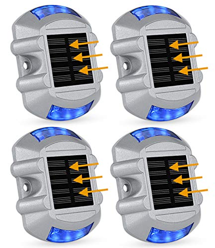 LEDMO Solar LED Deck Lights – Die Casting Aluminum Solar Dock Lights – Wireless Outdoor Weatherproof Security Warning Step Light- Solar Driveway Lights for Stairway Path Step Pool Patio Garden