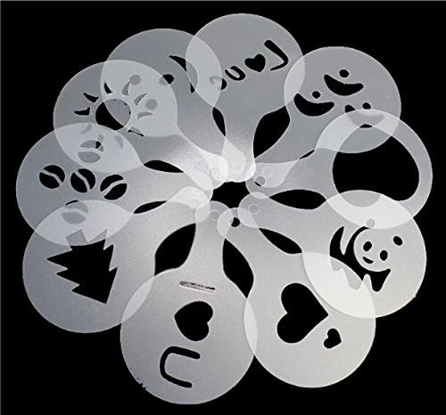 Yinyol Coffee Stencil Cappuccino Barista Plastic Decorating Food Pastry Stencil (16 Piece)