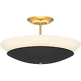 Minka Lavery 1701-781 BAX Flush Mount, 3-Light, 180 Total Watts, 0-in H x 10-in W, Sand Coal Black and Soft Brass