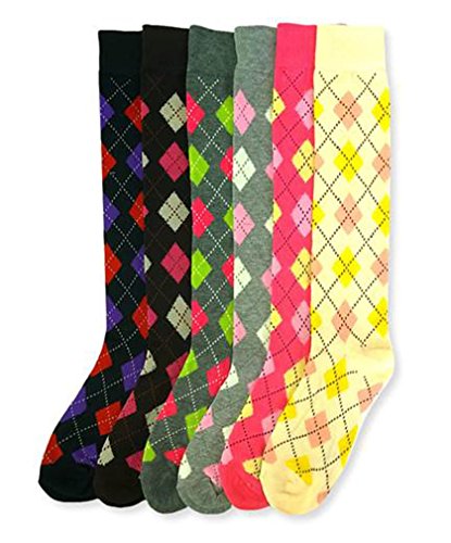 Mamia 6 Pack Women Multi Pattern Playful and Colorful Knee High Socks (AR1, Size 9-11)