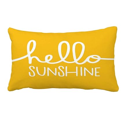 Amazon Com Hello Sunshine On Yellow Pillow Case Outdoor Lumbar