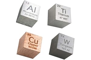 GOONSDS Element Cube - Set of 4 Metal Density Cubest Include Aluminum Titanium Copper Tungsten for Collections and Laboratory