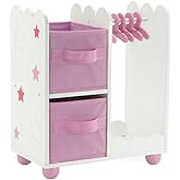 Emily Rose 14 Inch Doll Furniture - Open Wardrobe Closet with Hangers & Storage Bins - Wooden Organizer for Wellie Wishers, Glitter Girls & 14β Dolls