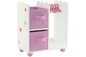 Emily Rose 14 Inch Doll Pink 14" Doll Clothes Storage Armoire Closet - Star, Includes 5 Doll Clothing Hangers | Wardrobe Fits 14"-15" Doll Clothes