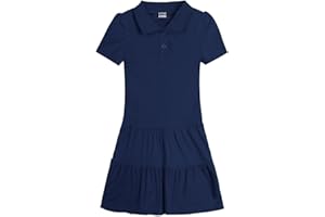 LittleSpring Girls Uniform Pique Polo Dress Short Sleeve