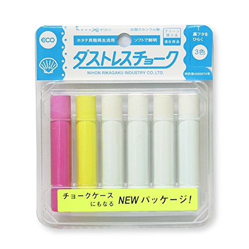 Rikagaku Dustless Chalk, 6-Piece, Assorted Color (DCC-6-3C)