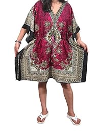 Women's Kaftan Short Caftan Pink Cover up Dashiki Beach Dress