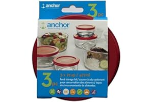 Anchor Hocking Replacement Lid 2 Cup / 472 ml, Set of 3 lids, red Round