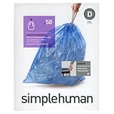 simplehuman Custom Fit Trash Can Recycling Liner D, 20 L / 5.2 Gal, 50-Count Box