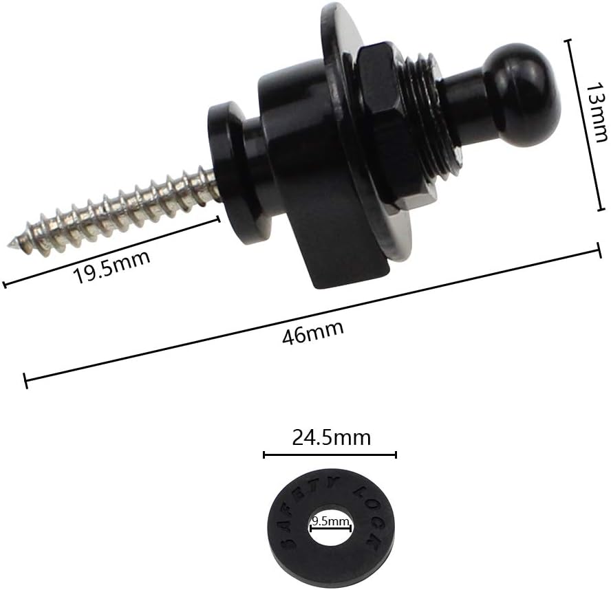 UBERMing Guitar Strap Lock Set 4Pcs Guitar Strap Locks and Buttons Quick Release Security Straplocks System with 4 Guitar Screw Washer for Electric Acoustic Guitar Replacement (Black) - Image 4