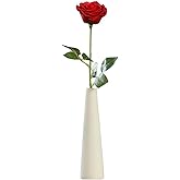 White Tall Conic Ceramic Flower Vase Decorative Floral Vase Taper Vase Table Top Small Narrow Neck Vases for Home Wedding Table Bedroom Living Room Office Desk