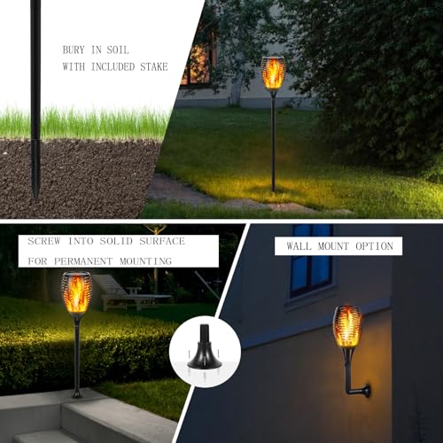 I-SHUNFA 96 LED Solar Lights Outdoor Garden,43 inch Tall Solar Torch Flickering Dancing Flame Lights with 3 Modes,IP65 Waterproof Auto ON/Off Landscape Decorations for Pathway,Patio,Yard
