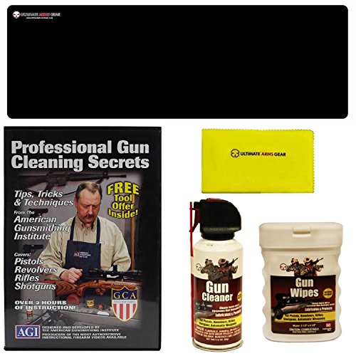 American Gunsmithing Institute DVD Professional Gun Cleaning Course Secrets H&K HK Heckler and Koch 91 93 94 CETME G3 G-3 MP5 MP-5 USC MR556 MR762 Rifle + Ultimate Arms Gear Gunsmith & Armorer's Cleaning Bench Gun Mat + Cleaner Protector Jet Spray Can + Care and Reel Silicone Cloth + Wipes Patches Oil Pop-Up