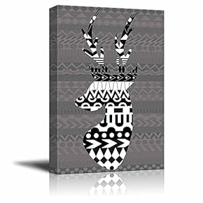 Rich Black Deer Silhouette with zentagle Patterns on...