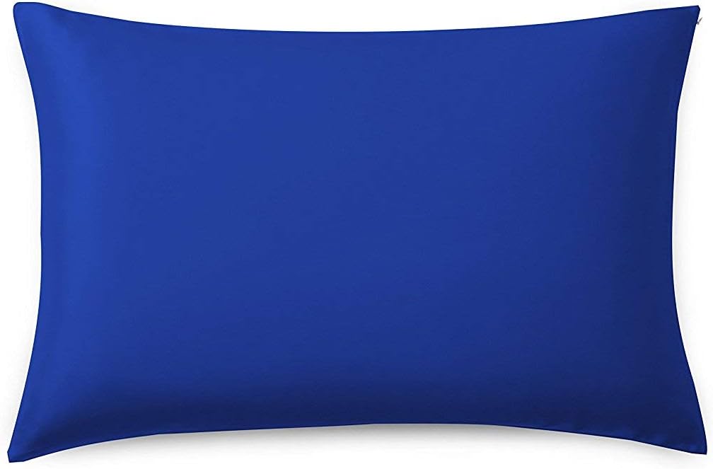 Silky Satin Pillowcase for Hair and Skin Slip Pillow Cases Set of 2 - Satin Cooling Pillow Covers with Envelope Closure (Blue, Queen(20"x30"))