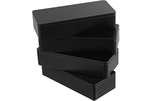 Homoyoyo 4pcs Rectangular Matte Black Tea Leaf Storage Tin Boxes with Metal Lids, Small Portable Tea Bag