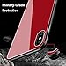 iPhone X Case, HONTECH Silicone Shockproof Tempered Glass Mirror Back Cover Bumper Shell for Apple iPhoneX 10,Red