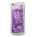 iPhone SE Case, iPhone 5 Case, iPhone 5S Case, Liquid Bling Glitter Sparkle TPU Phone Cover 3D Cute Star Flowing Floating Quicksand and Flowing Liquid Plastic Soft TPU Cover by Mollycoole, Purple