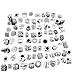 WM KING Antique Silver Plated Oxidized Metal Beads Charms Set Mix Lot - Compatible with Pandora Biagi Troll Chamilia Bracelets w/