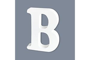 HANWER 6 Inch Wooden Letters, White Unfinished Wood Letters for DIY, Three-Dimensional Wedding Birthday Party Wall Decor, Letter B
