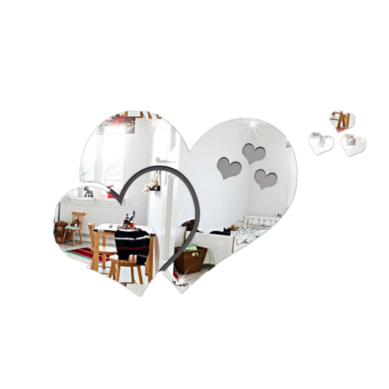 UKCOCO Self Adhesive Heart Shape Mirror Wall Stickers Decal for Living Room Bedroom Bathroom Decor Removable Wall Art Stickers
