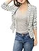 Allegra K Women Notched Lapel Button Closure Striped Blazer White M