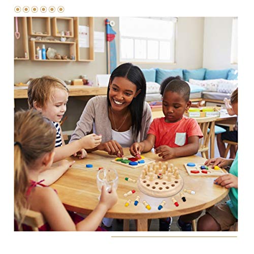 New Upgraded Wooden Memory Match Stick Chess Game Toy for Kids- Fun Checker Board Family Game Educational Color Cognitive Ability Chess Game Xmas Present for Parent-Child Interaction Early Education