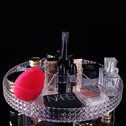 EC.TEAK Clear Acrylic Makeup Organizer 360 Degree Rotating Makeup Holder Large Capacity Storage Box(ET04) - Thumbnail 5