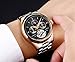Affute Luxury Men's Automatic Self-Wind Watches with Stainless Steel Band Black Face