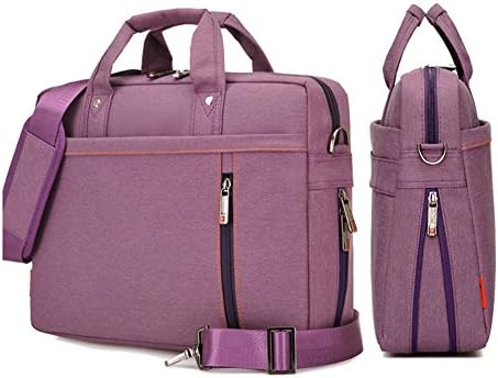 SLIN Double-Layer Air Cushion Shockproof Laptop Bag 17 inch Extensible Computer Shoulder Bag Messenger Crossbody Bag Water Resistant Business Briefcase Purple