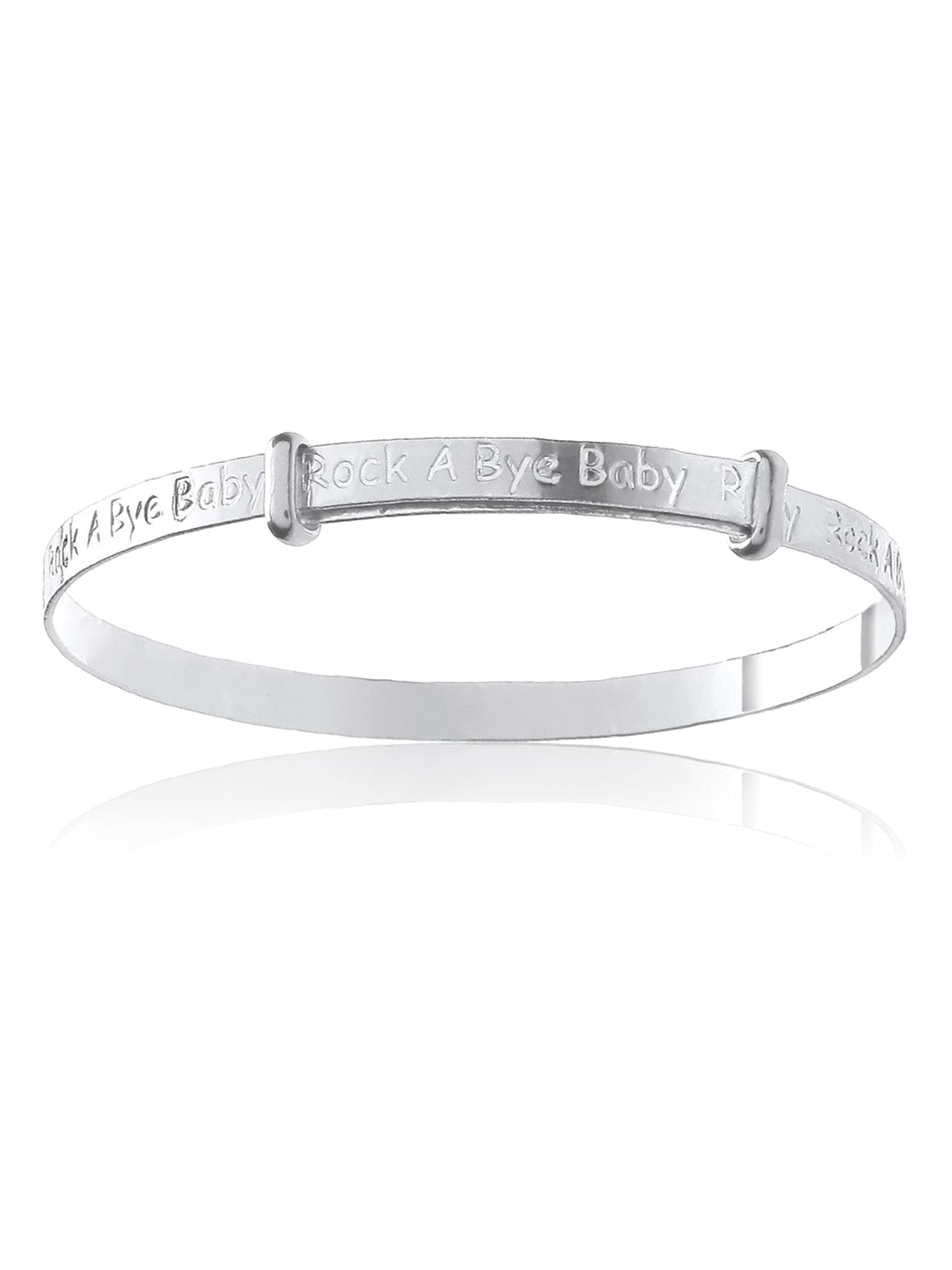Designer Inspirations Boutique ROCK A BYE BABY 5MM Wide Nursery Rhyme Expanding/Expandable/Adjustable Bangle Bracelet for Baby/Child/Children/Girl - 925 Sterling Silver - Size: (Medium)