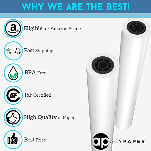 ACYPAPER Plotter Paper 24 x 150, CAD Paper Rolls, 20 lb. Bond Paper on