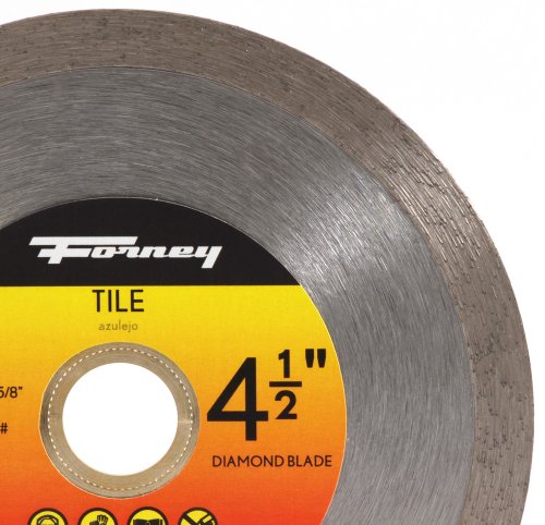 Forney 71557 Diamond Tile Cutting Blade with 5/8-Inch Through 7/8-Inch Arbor, Continuous Rim, 4-1/2-Inch