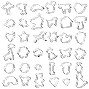 GWHOLE 36 TLG koekjes uitstekers roestvrijstalen koekjes uitsteker set voor koekjes, koekjes, taartdecoraties