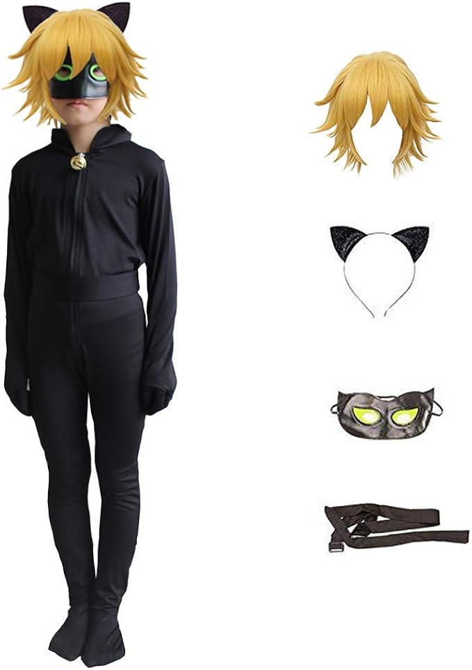 Black Cat Noir Cosplay Costume Ladybug Halloween Christmas Party Jumpsuit For Boys Marinette Superhero Cosplay Dress