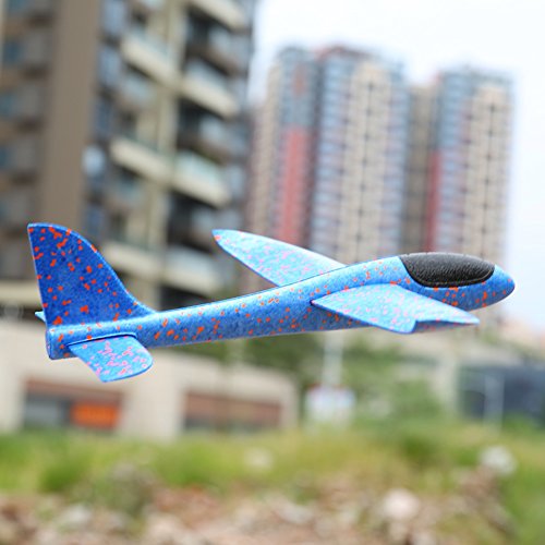 Wenasi Throwing Glider Inertia Plane Foam Aircraft Toy Hand Launch Airplane Model Outdoor Sports Toy for Kids Children Boy Girl as Gift (18 inches Blue)