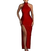 Memoriesea Women's Sexy High Split Sleeveless Backless Party Wedding Maxi Dress