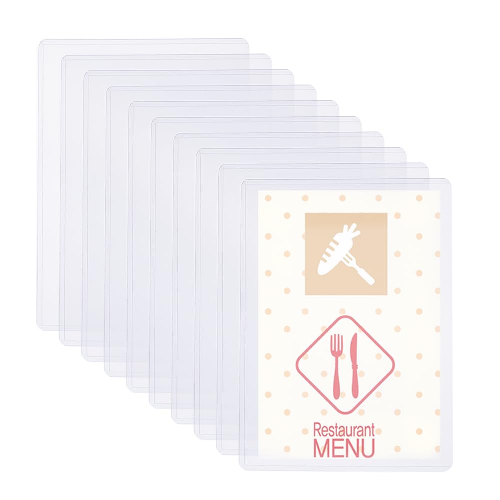 SUPERFINDINGS 10Pcs 5.8x8.3inch Clear Sheet Protectors Plastic A5 Paper Protectors Rigid Print Protectors Waterproof Hard Document Photo Sleeves Holder Horizontal Rigid Print Protectors for Menu File