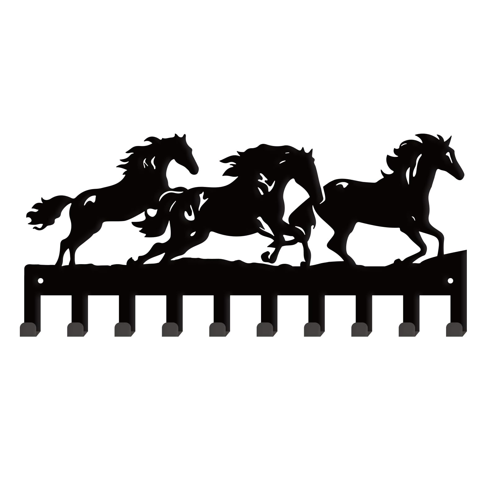 SUPERDANT Horses Key Hooks Animal Decorative 10 Hooks Key Rack Organizer Wall Mounted Key Holder Entryway Key Belt Umbrella Hooks Personalized Key Hanger for Wall Front Door