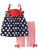Mud Pie Baby Girls' Crab Tunic and Striped Legging Set